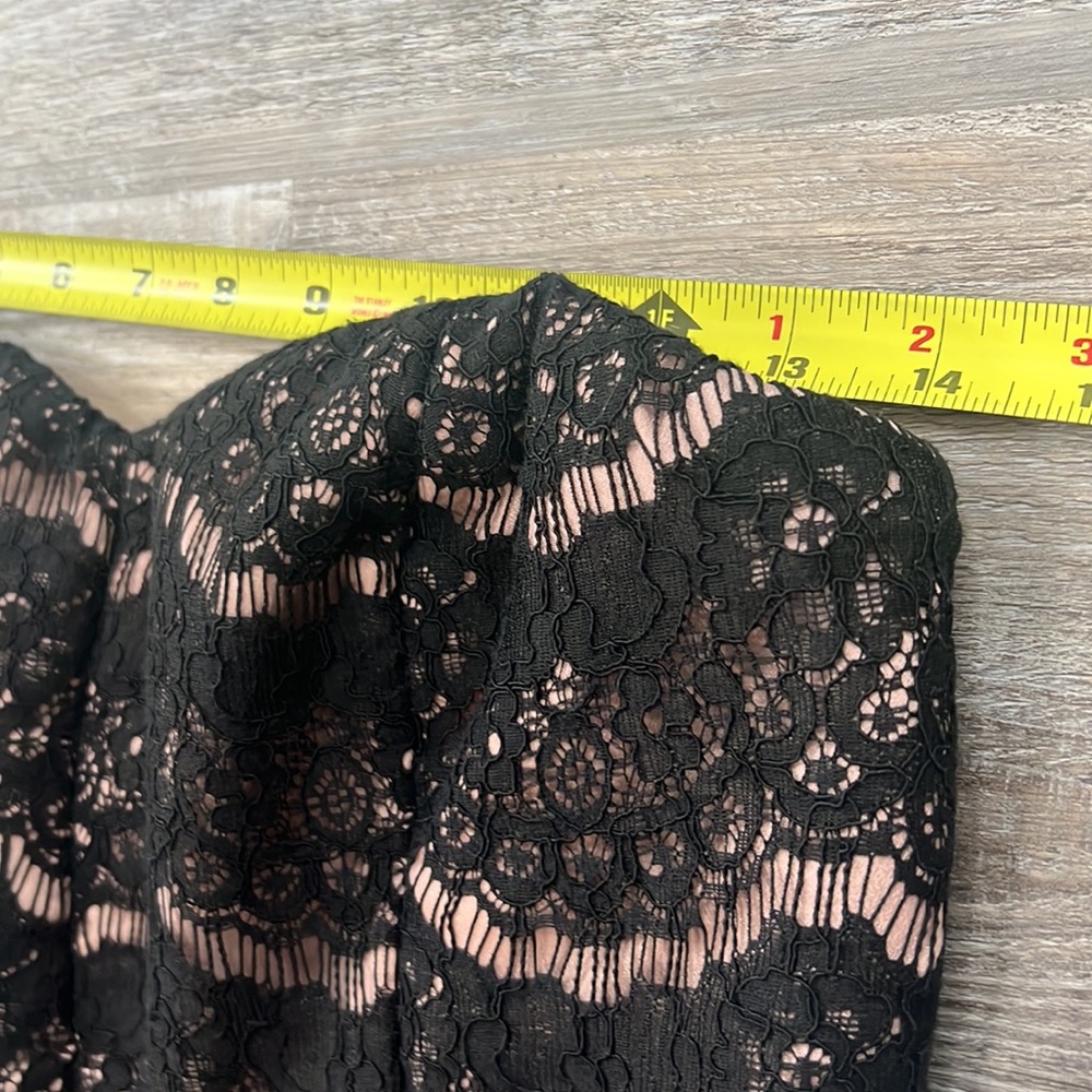 Ya Los Angeles Strapless Dress black Lace Overlay Nude lining underneath Size L - Picture 9 of 10
